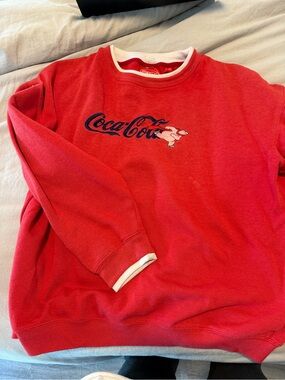 Coca Cola Red Crewneck Sweater with Embroidered Logo